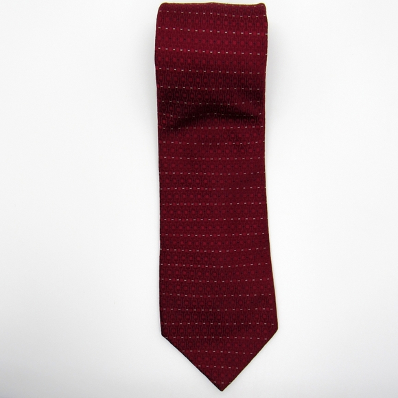 Perry Ellis Portfolio Mens Tie - Red w/Geometric - Picture 2 of 9